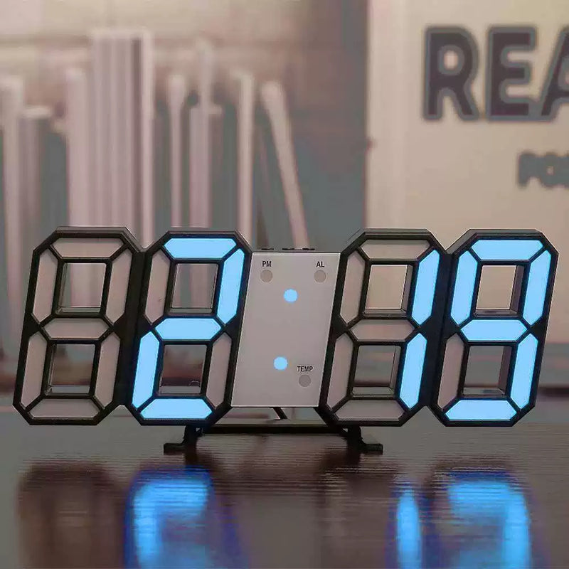 3D LED Digital Clock - Modern Digital Desk Alarm Clock with Time/Date/Temperature Display - Timer, Digital Wall Clock for Bedroom Living Room Classroom Office and Hotel