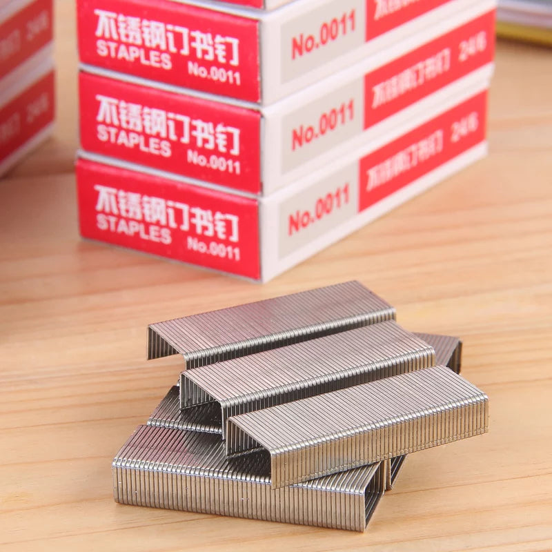 1 Box Stainless Staples - 12 mm x 6 mm 24/6 Stapler Silver Color - Home Office School Study Test Paper Binding Tools