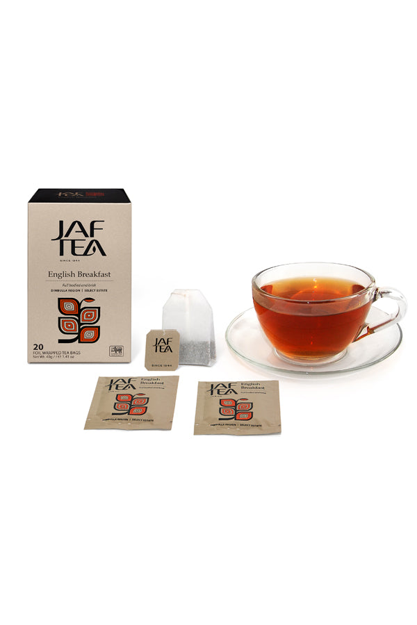 JAF TEA - Tea Bag - English Breakfast - Individually Wrapped Foil Envelope Tea Bags 20×2g