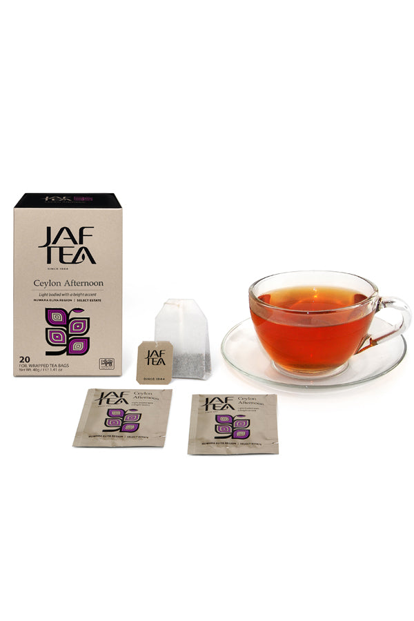 JAF TEA - Tea Bag - Ceylon Afternoon - Individually Wrapped Foil Envelope Tea Bags 20×2g