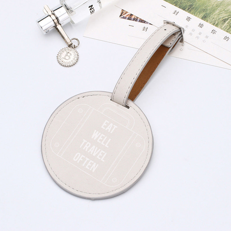 Round Faux Leather Luggage Tag -  Durable Suitcase ID Tag