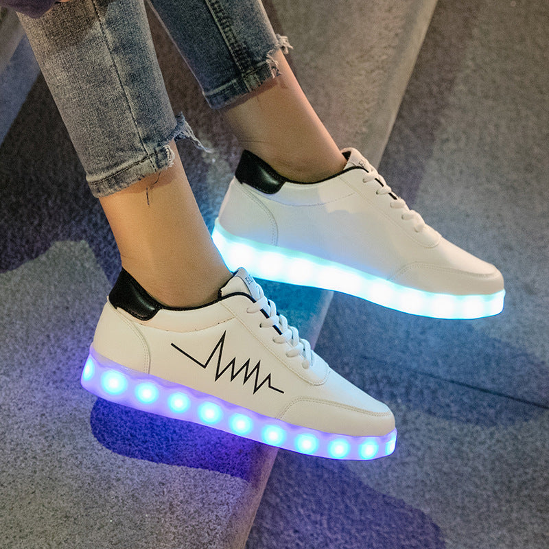 LED Light Colorful Lighting Dance Shoes - USB Rechargeable Fluorescent and Luminous Shoes - Men&