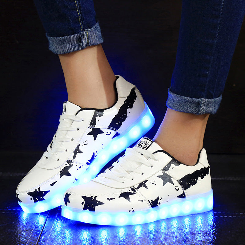 LED Light Colorful Lighting Dance Shoes - USB Rechargeable Fluorescent and Luminous Shoes - Men&