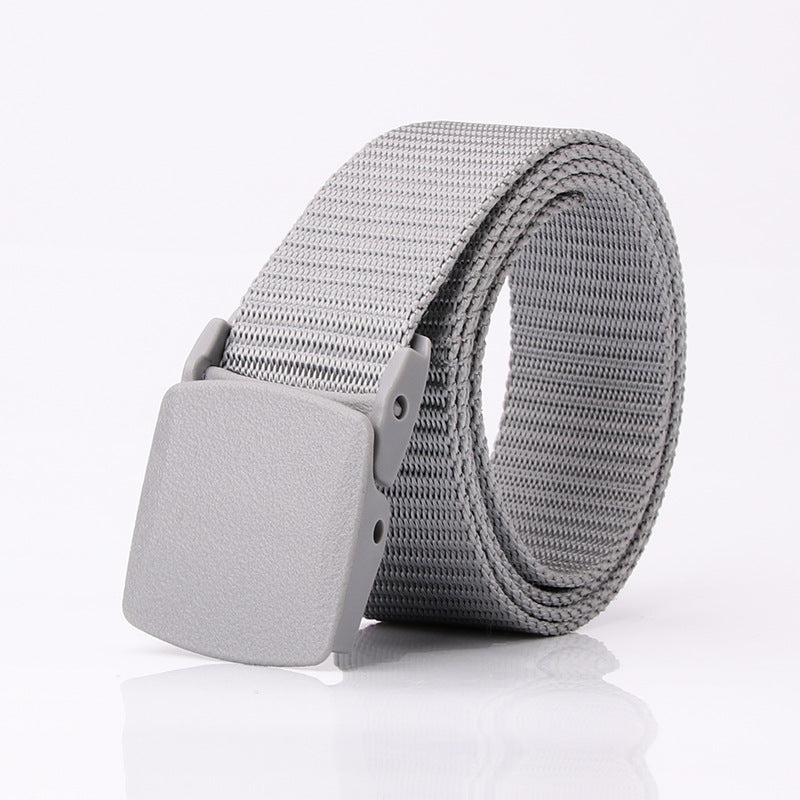 Nylon Belt - Plastic Buckle Hypoallergenic Canvas Quick Dry Belt - Lightweight Outdoor Sports Leisure Belt - Grey