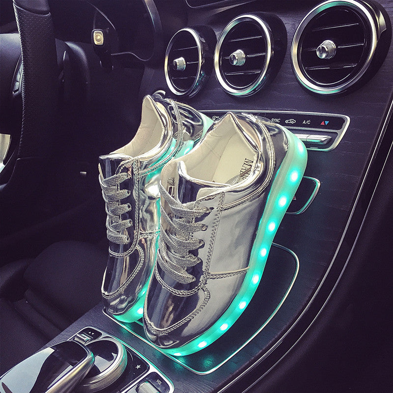 LED Light Colorful Lighting Dance Shoes - USB Rechargeable Fluorescent and Luminous Shoes - Men&