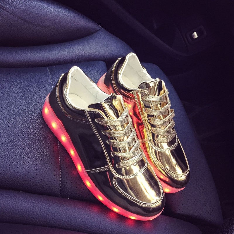 LED Light Colorful Lighting Dance Shoes - USB Rechargeable Fluorescent and Luminous Shoes - Men&
