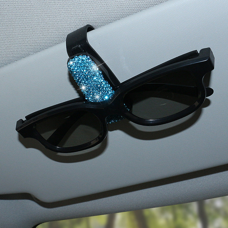 Glasses Holders for Car Sun Visor - Bling Bling Diamond Sunglasses Eyeglasses Mount with Ticket Card Clip