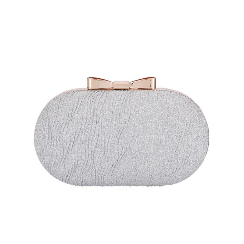 Evening Bags -  Bridesmaid Evening Clutch - Trendy Crossbody Frosted Dinner Clutch Bag - Silver