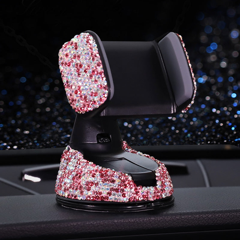 Bling Car Phone Holder -  360°Adjustable Crystal Auto Phone Mount Universal Rhinestone Car Stand Phone Holder - Car Accessories for Windshield Dashboard and Air Outlet