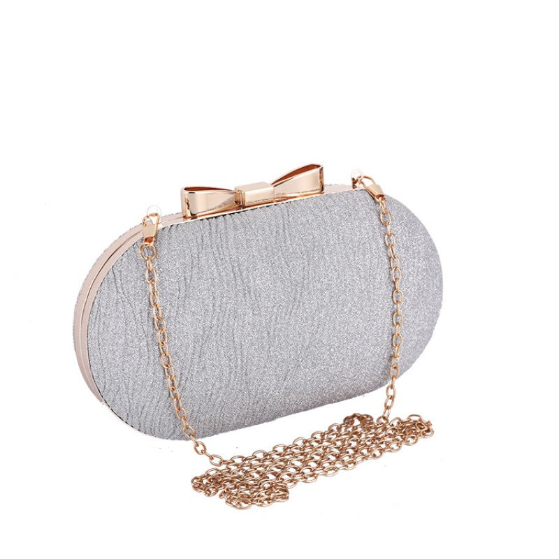 Evening Bags -  Bridesmaid Evening Clutch - Trendy Crossbody Frosted Dinner Clutch Bag - Silver