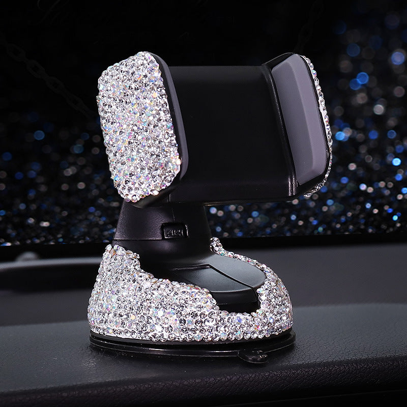 Bling Car Phone Holder -  360°Adjustable Crystal Auto Phone Mount Universal Rhinestone Car Stand Phone Holder - Car Accessories for Windshield Dashboard and Air Outlet