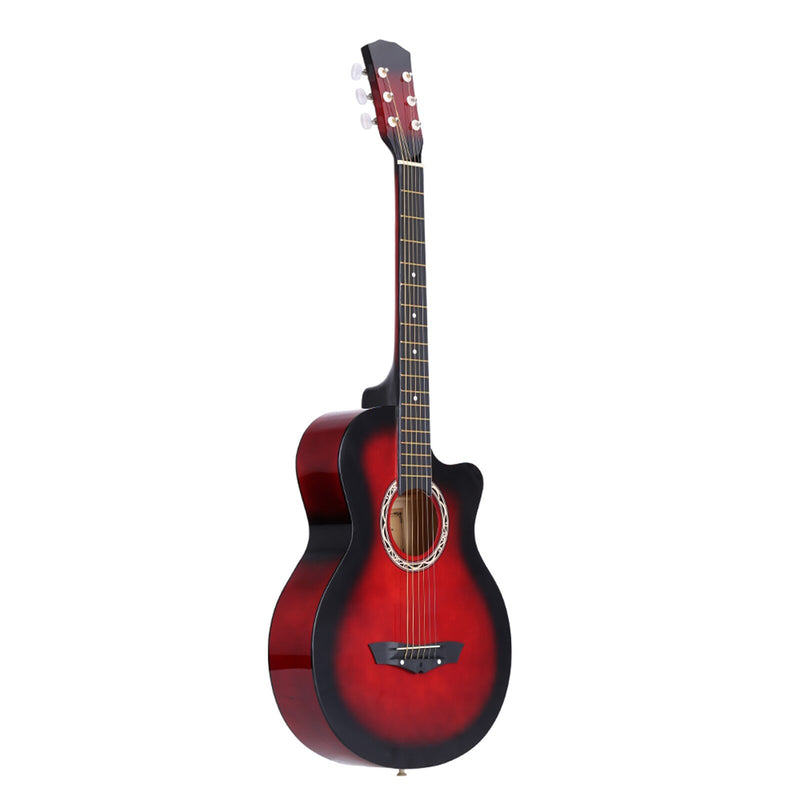 Cowboy Acoustic 38" Guitar - Sunset Red – Basswood - With Beginner Kit includes Cover, Picks (5 pcs), Tuner