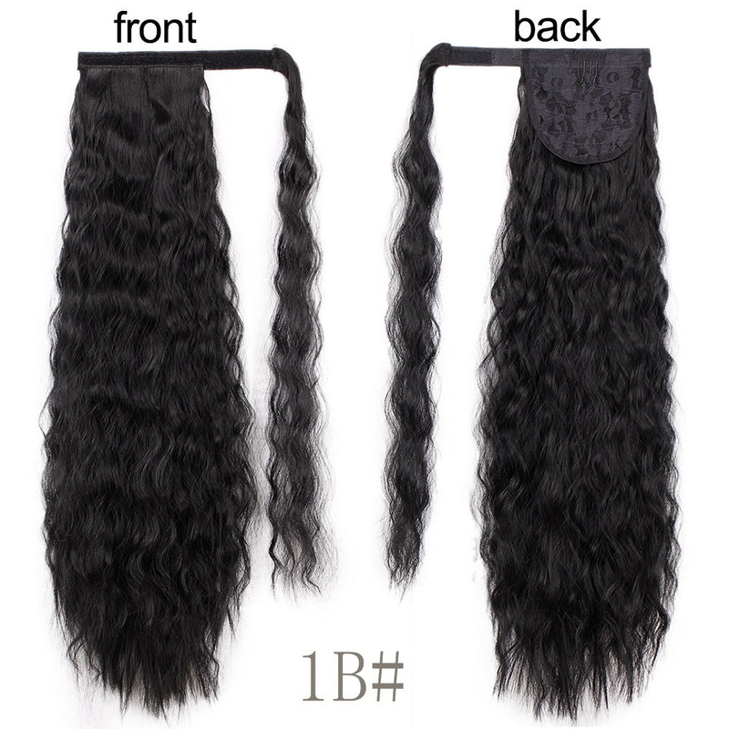 European and American Long Curly Wigs - Corn Perm Velcro Hair Extensions - Ponytail Chemical Fiber Wigs