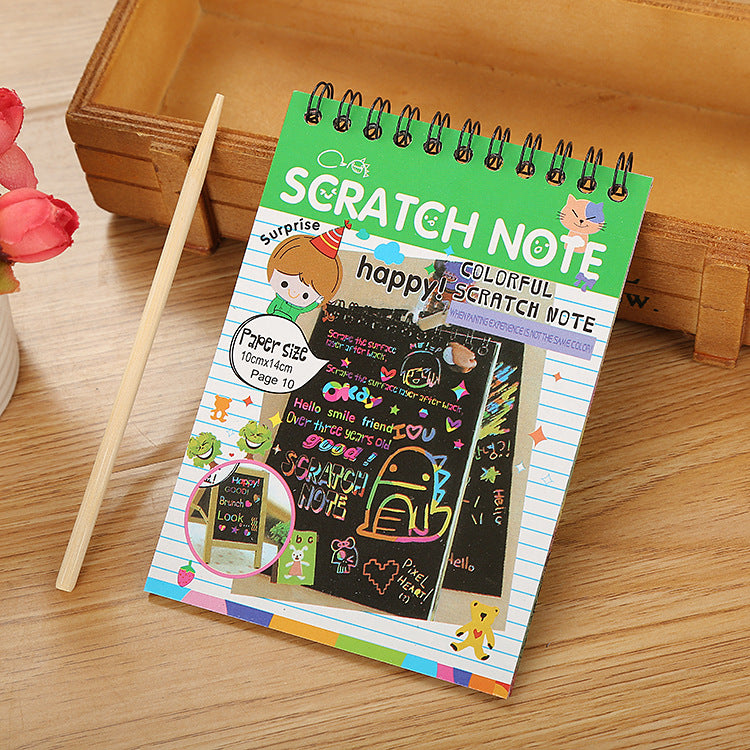 Colorful Scratch Drawing Notepad For Children - Creative DIY Black Pages Graffiti Notebook