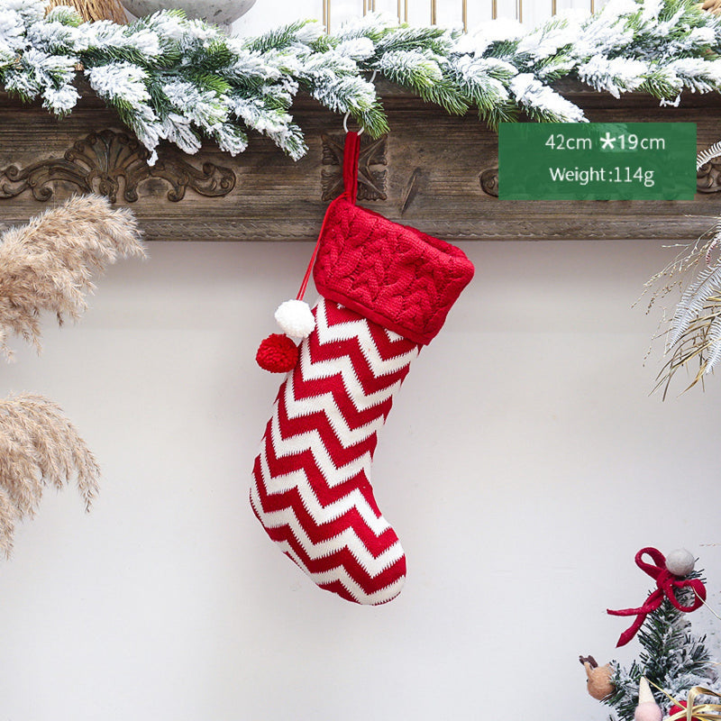 Christmas Socks - Fleece Knitted Socks - 19 * 42 cm - Stocking Christmas Tree Ornaments Decoration - Gift Card Bags Holders - Holiday Party Decoration