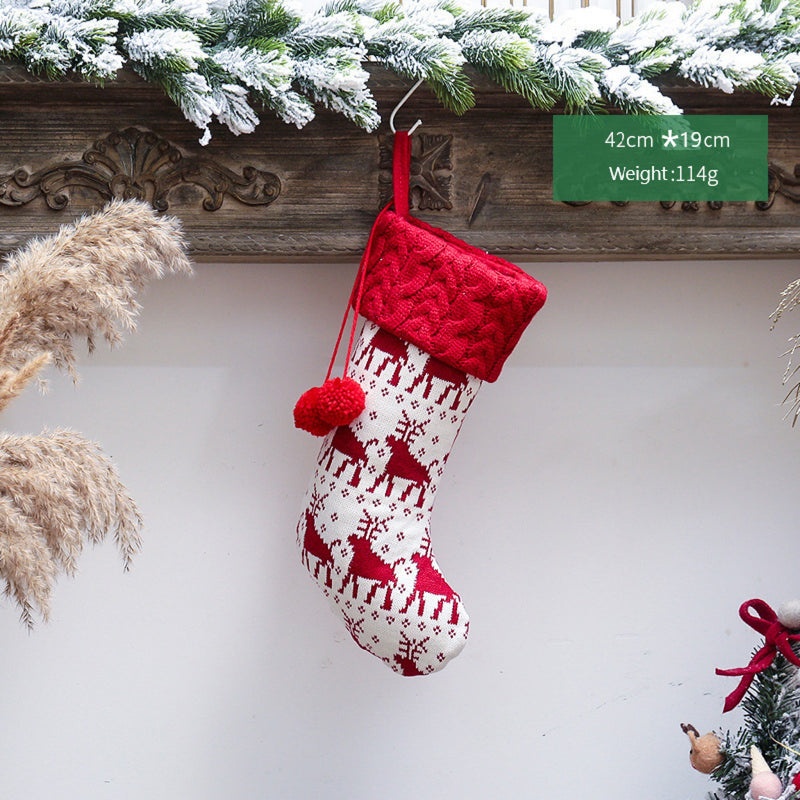 Christmas Socks - Fleece Knitted Socks - 19 * 42 cm - Stocking Christmas Tree Ornaments Decoration - Gift Card Bags Holders - Holiday Party Decoration