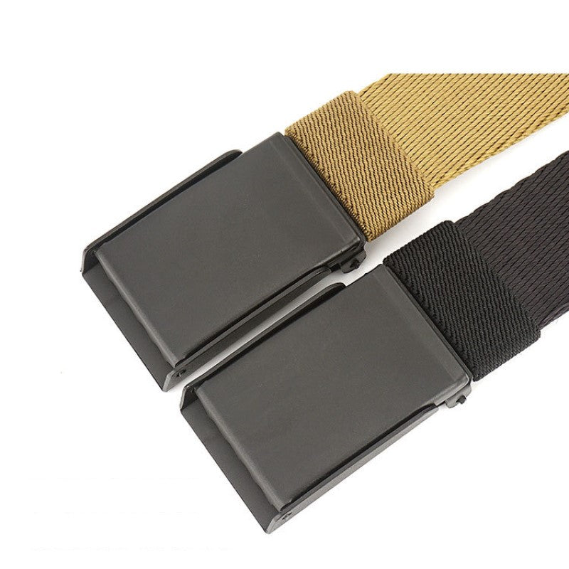 Nylon Belt - Versatile Casual - Metal Buckle Twill Belt - 125cm * 3.8 cm - Khaki