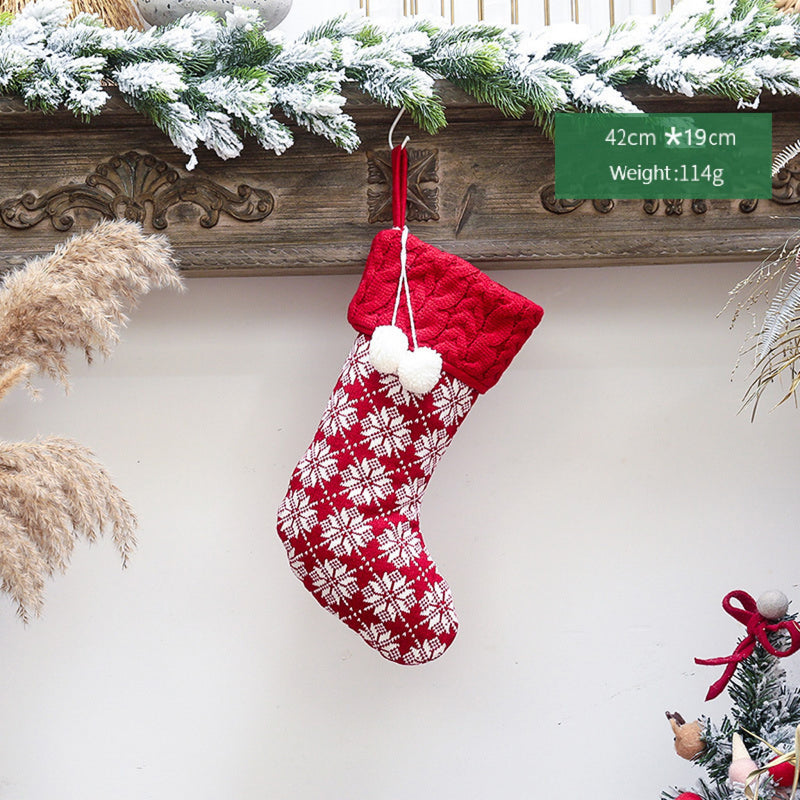 Christmas Socks - Fleece Knitted Socks - 19 * 42 cm - Stocking Christmas Tree Ornaments Decoration - Gift Card Bags Holders - Holiday Party Decoration