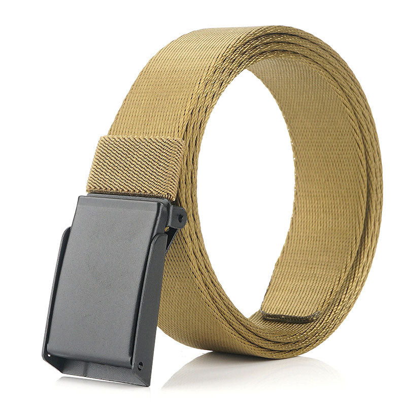 Nylon Belt - Versatile Casual - Metal Buckle Twill Belt - 125cm * 3.8 cm - Khaki