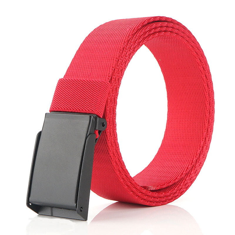 Nylon Belt - Versatile Casual - Metal Buckle Twill Belt - 125cm * 3.8 cm - Red