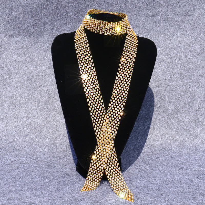 Creative Shiny Tie - Alloy Rhinestone - Trendy Fashion Tie - Golden