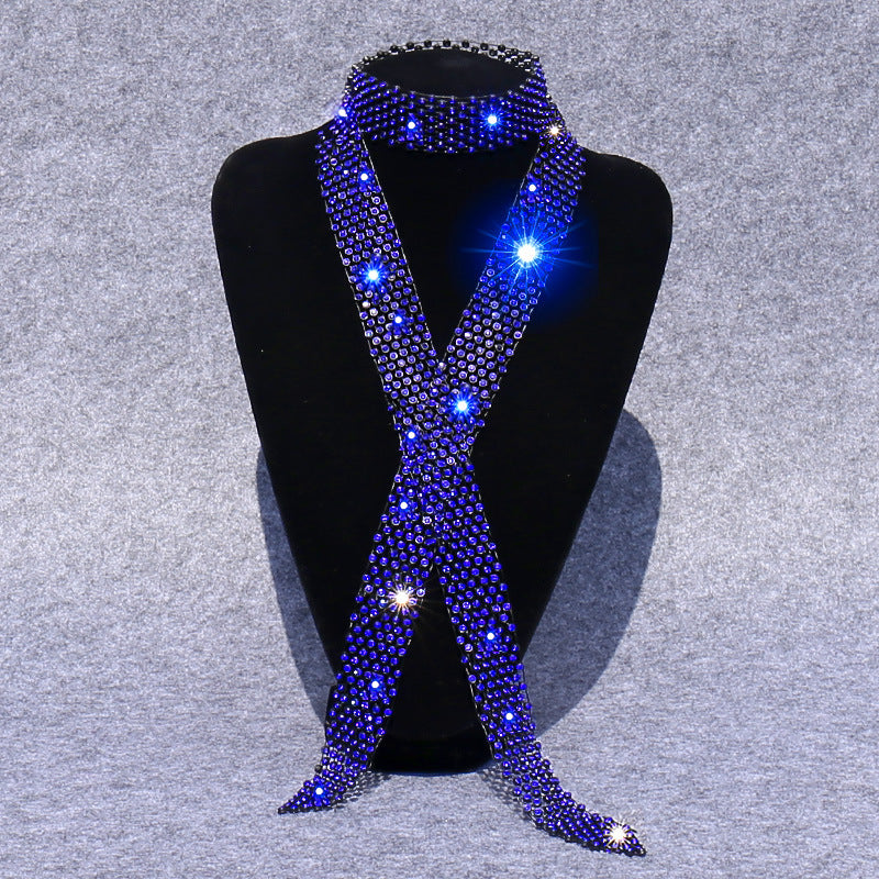 Creative Shiny Tie - Alloy Rhinestone - Trendy Fashion Tie - Blue