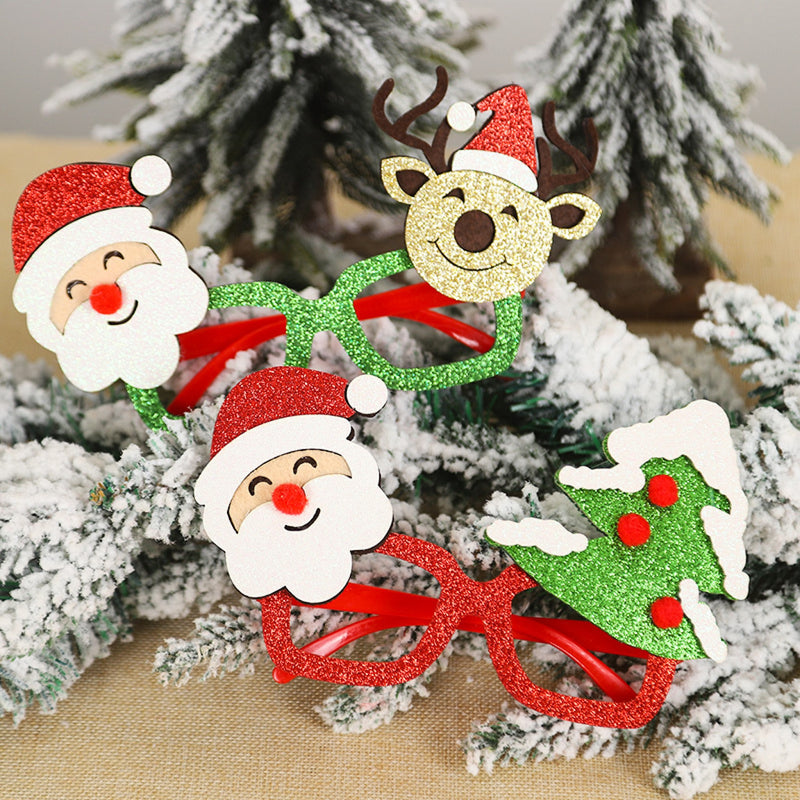 Christmas Glasses - Glitter - Creative Cartoon - Christmas Tree, Snowman, Santa Claus, Deer