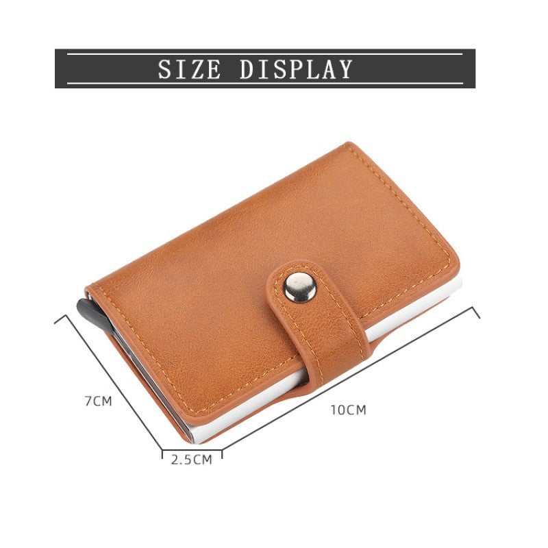 Card Holder - Artificial Leather - Buckle RFID Automatic Bullet - Bank Card Sleeve Metal Aluminum Shell Card Holder - Red