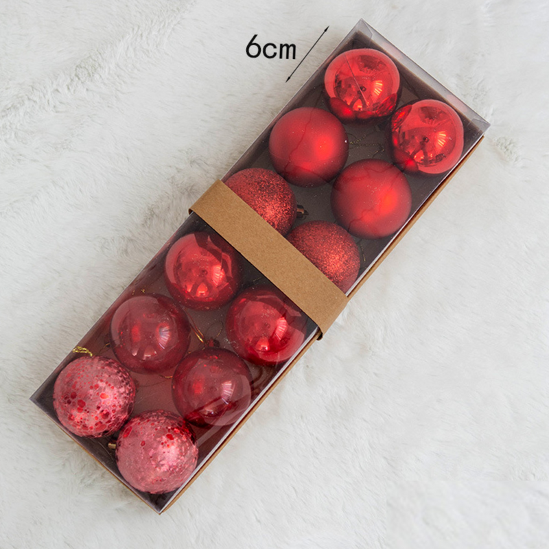 Christmas Balls Ornaments - 12 Pcs Balls in Kraft Paper Wrapping for Xmas Tree Decorations - 60 mm - Red
