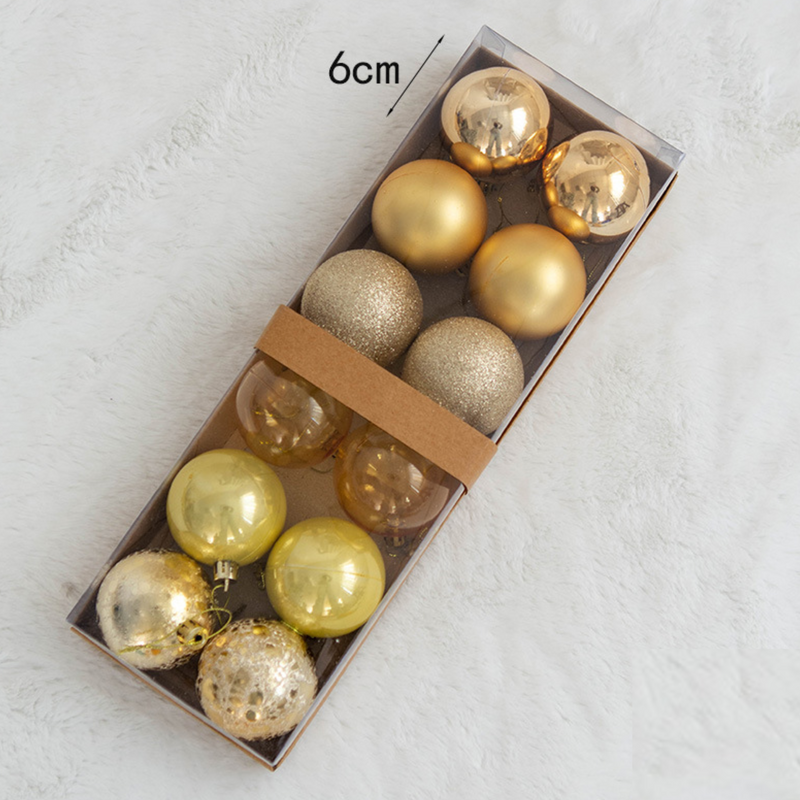 Christmas Balls Ornaments - 12 Pcs Balls in Kraft Paper Wrapping for Xmas Tree Decorations - 60 mm - Gold