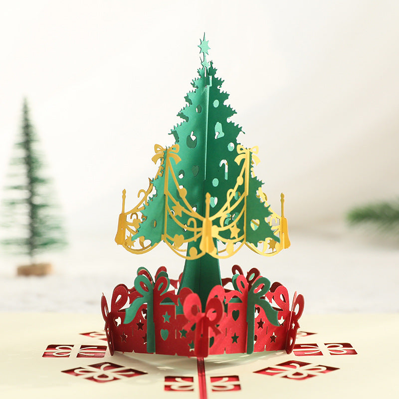 Christmas 3D Pop Up Card - Christmas Tree Three-Dimensional Greeting Card