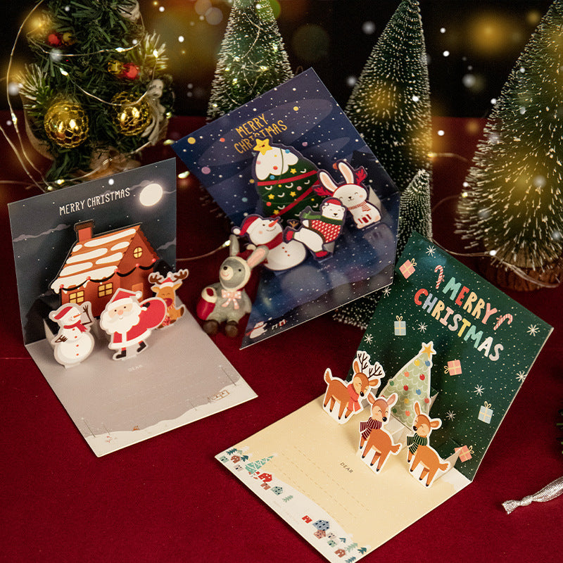 Christmas 3D Pop Up Card - Mini Creative Qute Christmas Greeting Card