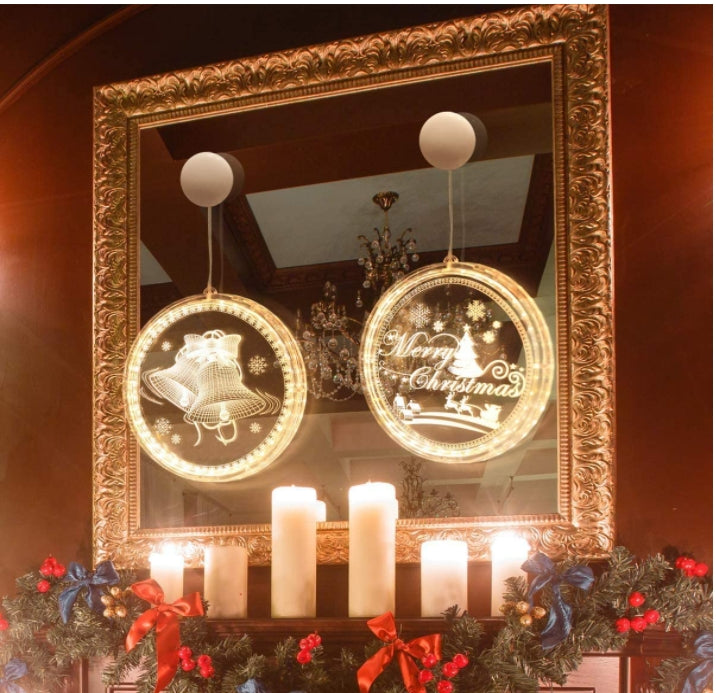 3D LED Lights - Christmas Hanging Window Lights - for Indoor Wall Ornaments for Home, Living