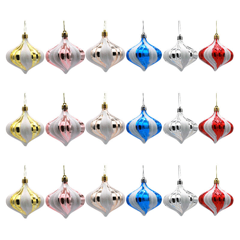 Christmas Balls Ornaments - 3 Pcs Onions in PVC Bucket Wrapping for Xmas Tree Decorations - 80 mm