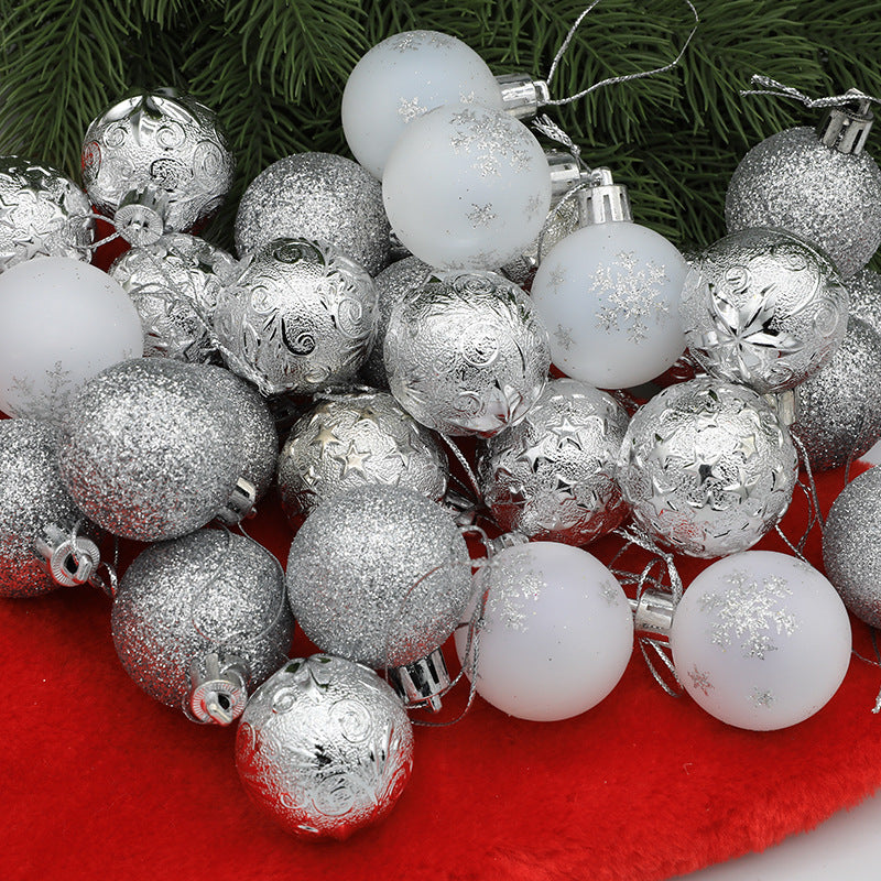 Christmas Balls Ornaments - 30 Pcs Balls in PVC Bucket Wrapping for Xmas Tree Decorations - 30 mm - Silver
