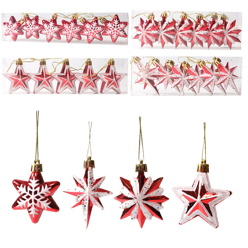 Christmas Balls Ornaments - Multi-angle Star in PVC Bucket Wrapping for Xmas Tree Decorations