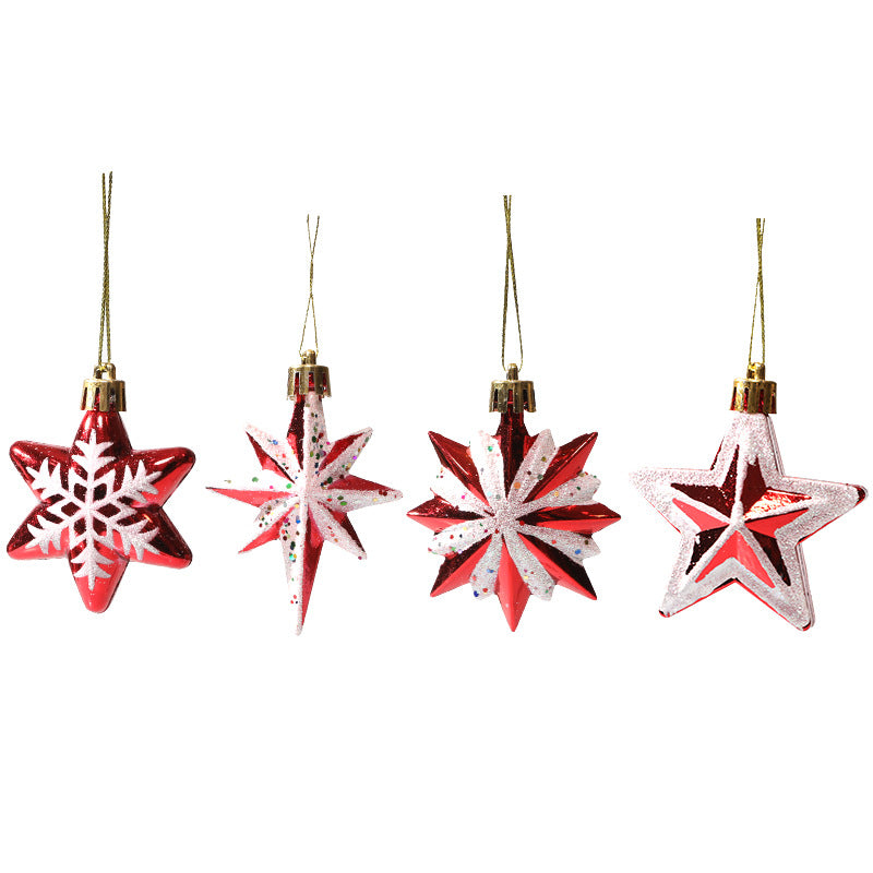 Christmas Balls Ornaments - Multi-angle Star in PVC Bucket Wrapping for Xmas Tree Decorations