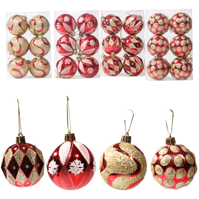 Christmas Balls Ornaments - 6 Pcs Balls in PVC Bucket Wrapping for Xmas Tree Decorations - 60 mm