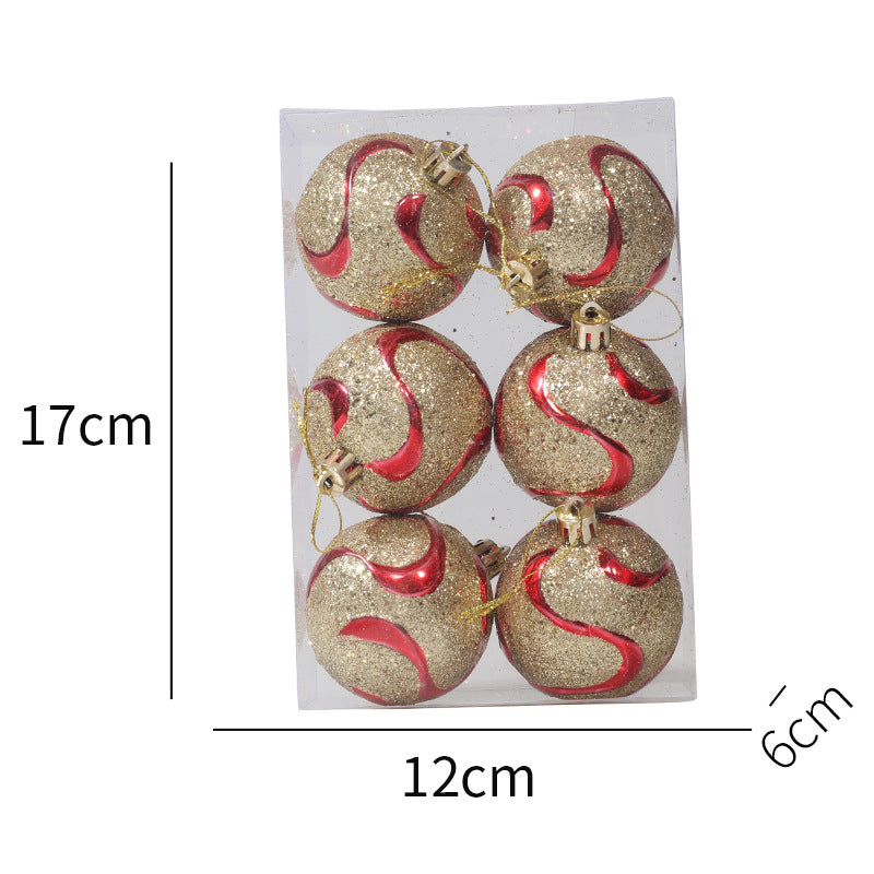 Christmas Balls Ornaments - 6 Pcs Balls in PVC Bucket Wrapping for Xmas Tree Decorations - 60 mm
