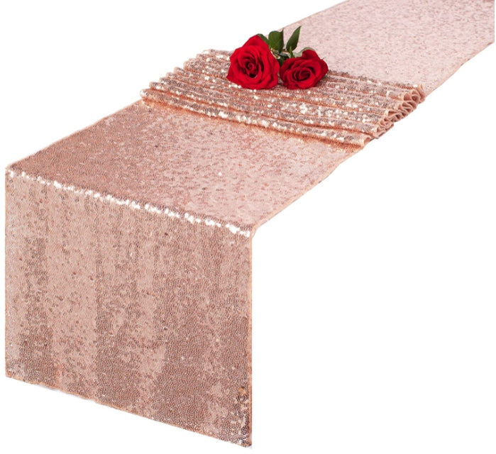 Sequin Table Runner - Glitter Table Linens Gift Packing - for Outdoor Party - Wedding Birthday Supplies Decorations - Bachelorette Holiday Celebration - Bridal Shower - Baby Shower