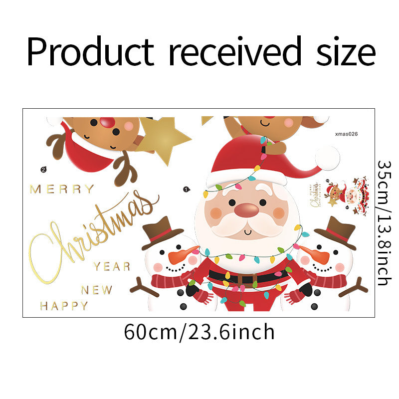 Christmas Stickers -  Merry Christmas Wall Decals Stickers Removable, Santa Claus and Deer and Snowman Vinyl DIY Wall Art Decal, Christmas Window Clings Decals Sticker for Wall Kid Living Room Bedroom Decorations