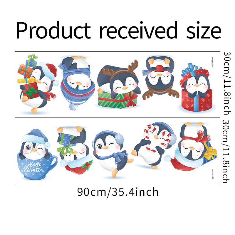 Christmas Stickers -  Merry Christmas Wall Decals Stickers Removable, Small Penguins Vinyl DIY Wall Art Decal, Christmas Window Clings Decals Sticker for Wall Kid Living Room Bedroom Decorations