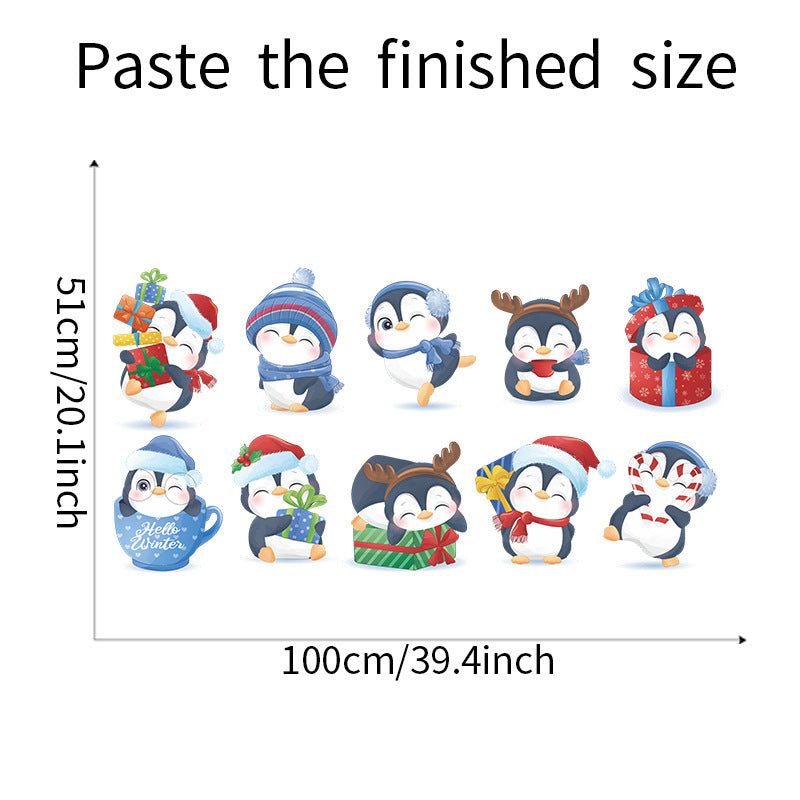 Christmas Stickers -  Merry Christmas Wall Decals Stickers Removable, Small Penguins Vinyl DIY Wall Art Decal, Christmas Window Clings Decals Sticker for Wall Kid Living Room Bedroom Decorations