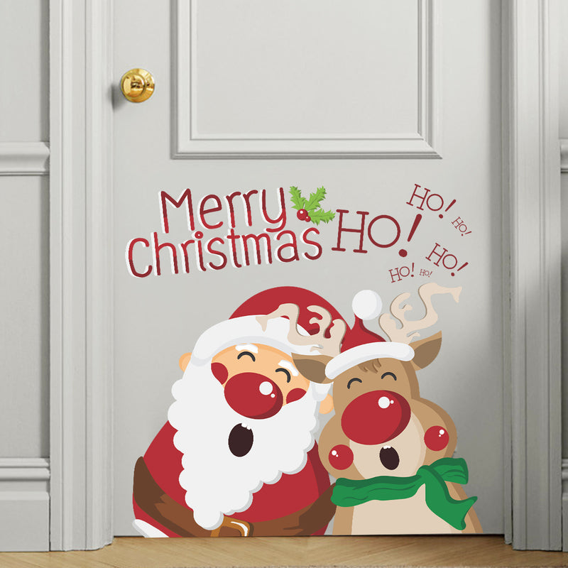 Christmas Stickers -  Merry Christmas Wall Decals Stickers Removable, Santa Claus and Deer Vinyl DIY Wall Art Decal, Christmas Window Clings Decals Sticker for Wall Kid Living Room Bedroom Decorations