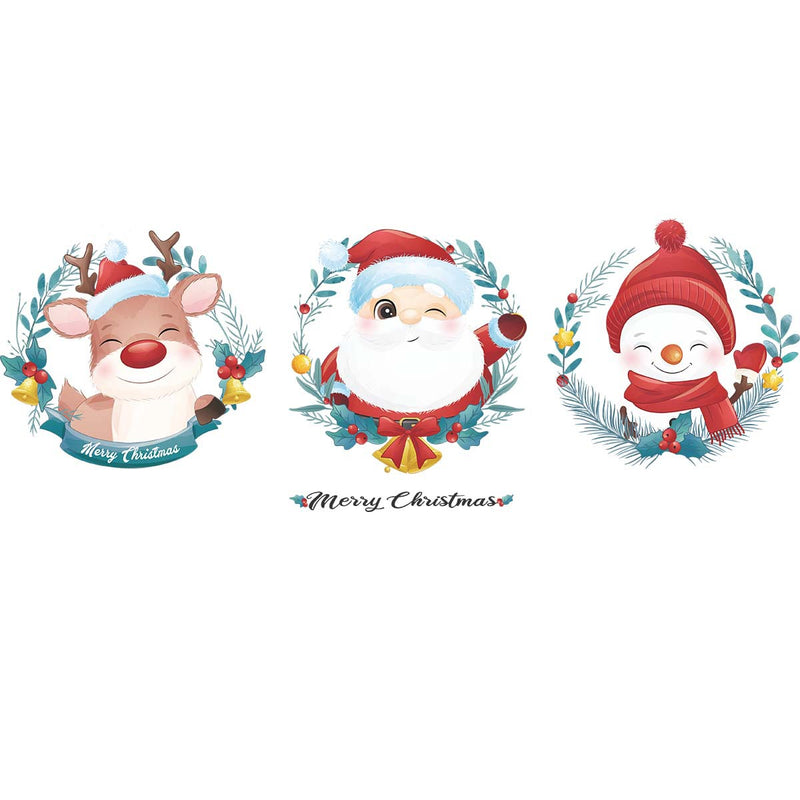 Christmas Stickers -  Merry Christmas Wall Decals Stickers Removable,  Deer and Santa Claus and Snowman Vinyl DIY Wall Art Decal, Christmas Window Clings Decals Sticker for Wall Kid Living Room Bedroom Decorations