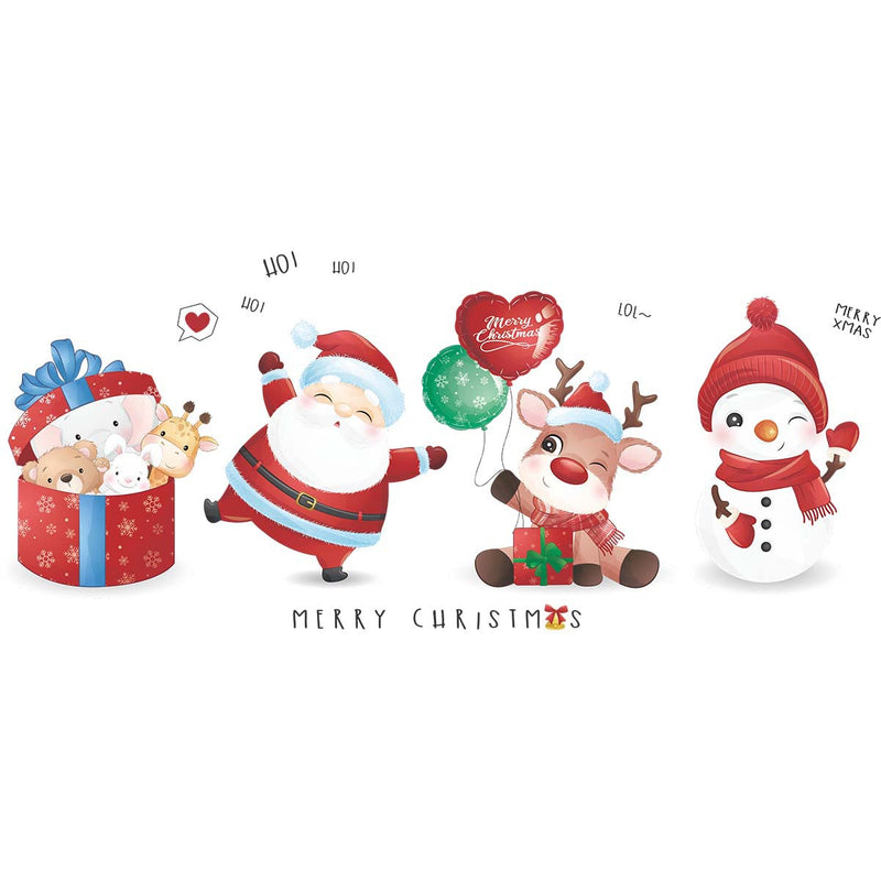 Christmas Stickers -  Merry Christmas Wall Decals Stickers Removable,  GIift Box and Santa Claus and Deer and Snowman Vinyl DIY Wall Art Decal, Christmas Window Clings Decals Sticker for Wall Kid Living Room Bedroom Decorations