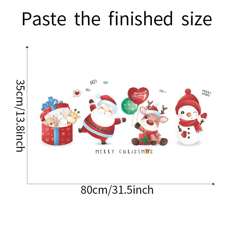 Christmas Stickers -  Merry Christmas Wall Decals Stickers Removable,  GIift Box and Santa Claus and Deer and Snowman Vinyl DIY Wall Art Decal, Christmas Window Clings Decals Sticker for Wall Kid Living Room Bedroom Decorations