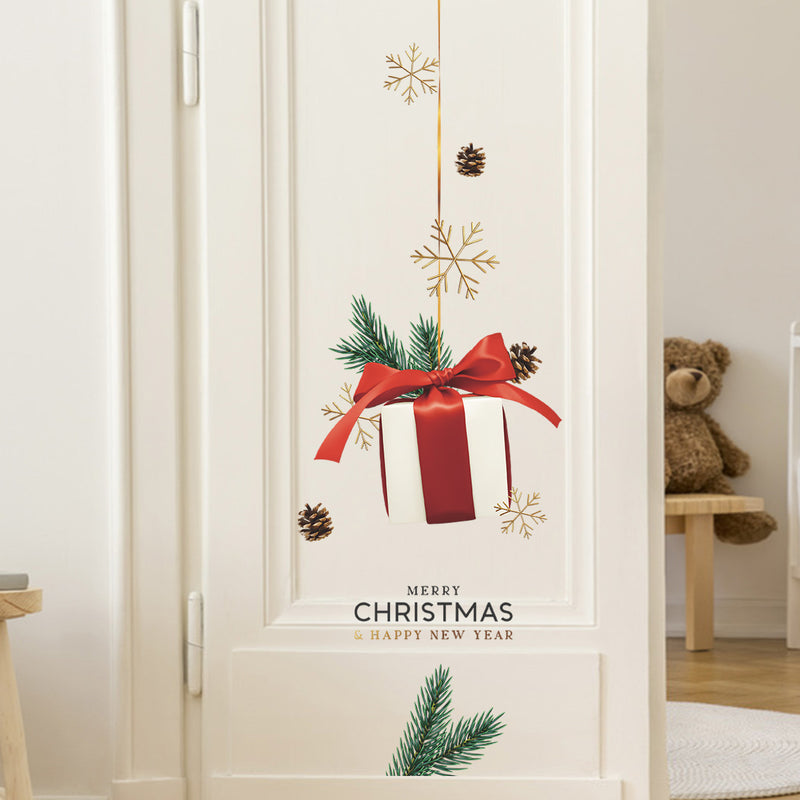 Christmas Stickers -  Merry Christmas Wall Decals Stickers Removable, Merry Christams Gift Box Vinyl DIY Wall Art Decal, Christmas Window Clings Decals Sticker for Wall Kid Living Room Bedroom Decorations