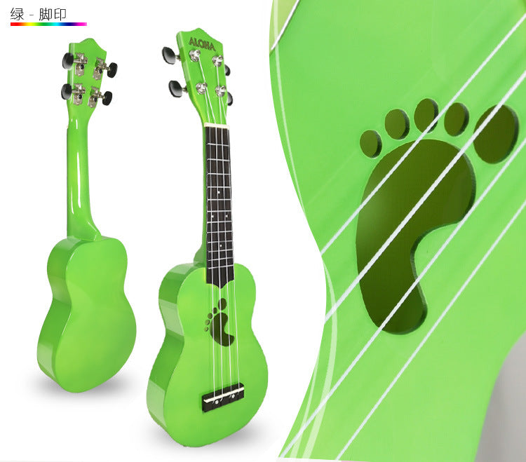 Basewood Material 21" Ukulele Special Hall- Green Footprints