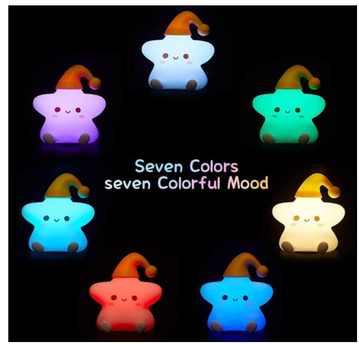 Star Night Light for Kids - Silicone Nursery Squishy Soft Rechargeable Color Changing Cute Night Light